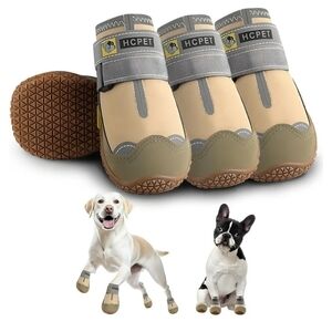 HCPET 4 Piece Dog Boots Waterproof Dog Shoes for Medium Large Dogs Size 3 - New
